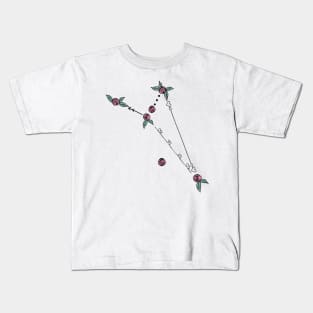 Octans (Octant) Constellation Roses and Hearts Doodle Kids T-Shirt